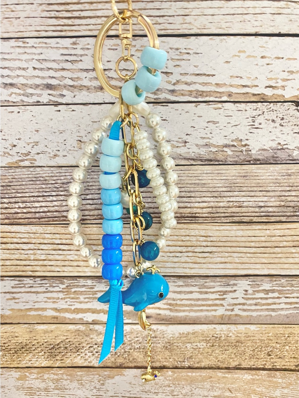 Blue Whale Nautical, Ocean Theme Keychain or Bag Charm